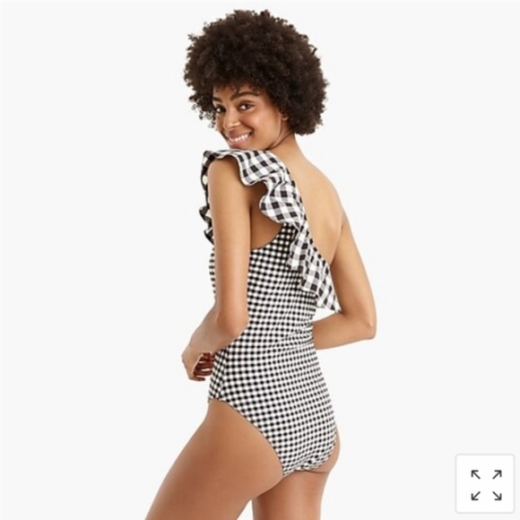 J Crew Ruffle One Shoulder One Piece Swimsuit New - Picture 4 of 5